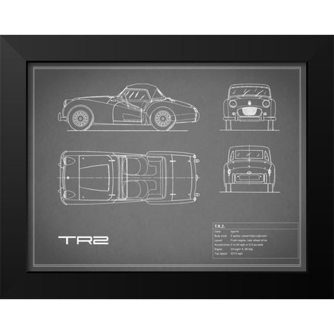 Triumph TR2-Grey Black Modern Wood Framed Art Print by Rogan, Mark