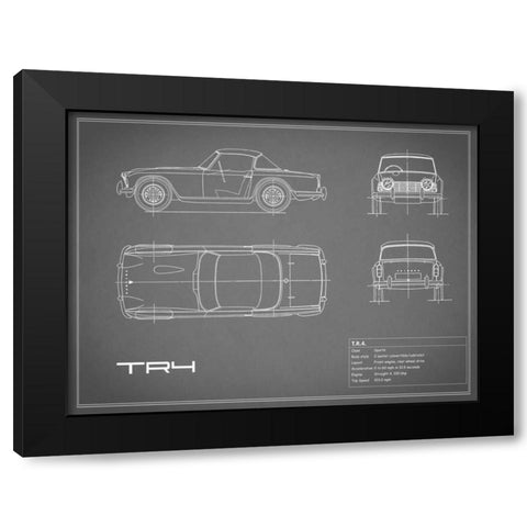 Triumph TR4-Grey Black Modern Wood Framed Art Print with Double Matting by Rogan, Mark
