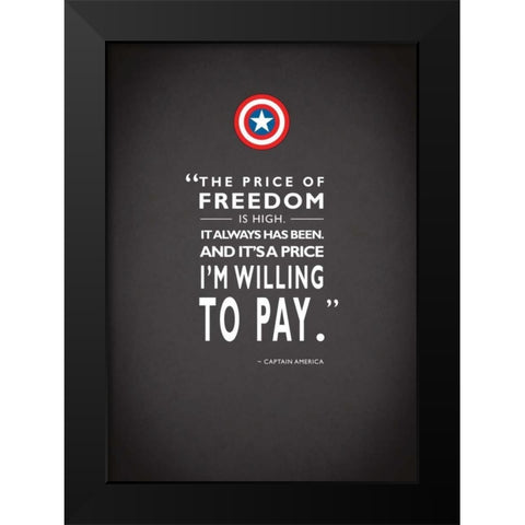 Capt America Quote Black Modern Wood Framed Art Print by Rogan, Mark