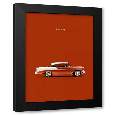 Chev Belair 56 Black Modern Wood Framed Art Print with Double Matting by Rogan, Mark