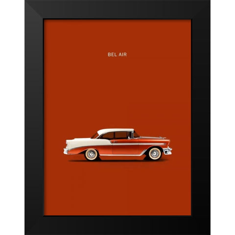 Chev Belair 56 Black Modern Wood Framed Art Print by Rogan, Mark