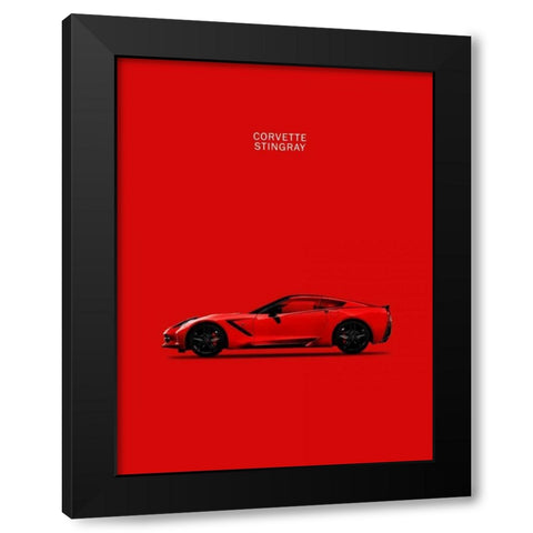 Chev Corvette-Stingray Red Black Modern Wood Framed Art Print by Rogan, Mark