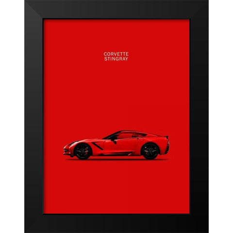 Chev Corvette-Stingray Red Black Modern Wood Framed Art Print by Rogan, Mark