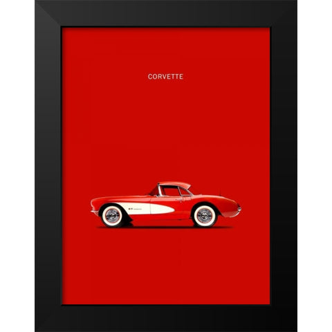 Corvette 1957 Red Black Modern Wood Framed Art Print by Rogan, Mark