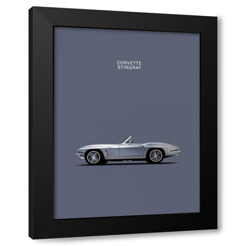 Corvette 1965 Grey Black Modern Wood Framed Art Print with Double Matting by Rogan, Mark