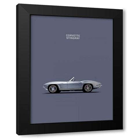 Corvette 1965 Grey Black Modern Wood Framed Art Print by Rogan, Mark