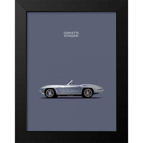 Corvette 1965 Grey Black Modern Wood Framed Art Print by Rogan, Mark