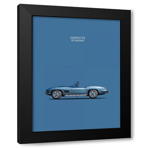 Corvette Stingray 1967 Blue Black Modern Wood Framed Art Print with Double Matting by Rogan, Mark