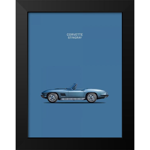 Corvette Stingray 1967 Blue Black Modern Wood Framed Art Print by Rogan, Mark