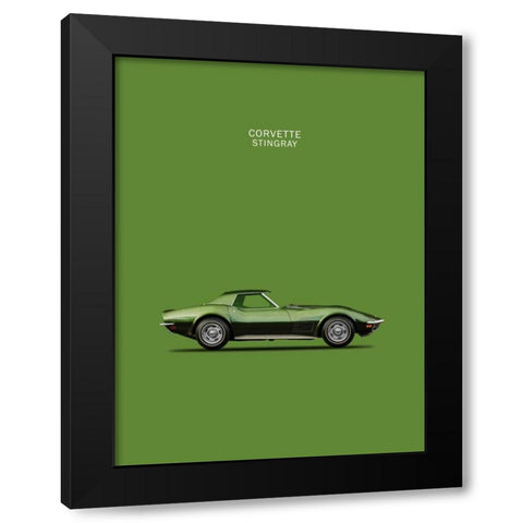 Corvette Stingray 1970 Green Black Modern Wood Framed Art Print by Rogan, Mark