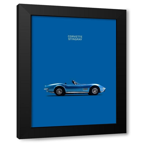 Corvette Stingray Blue Black Modern Wood Framed Art Print with Double Matting by Rogan, Mark