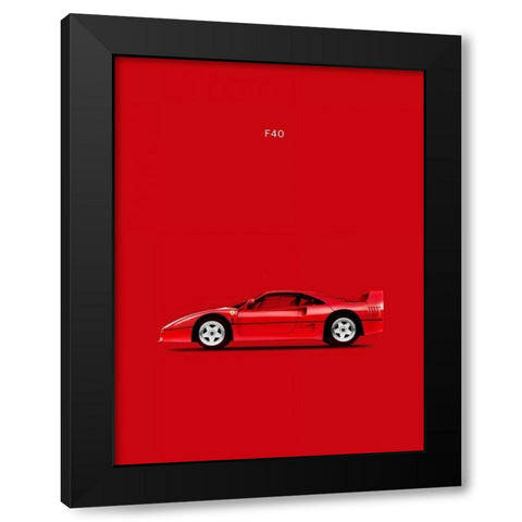 Ferrari F40 Black Modern Wood Framed Art Print with Double Matting by Rogan, Mark