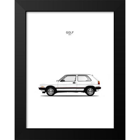 Golf GTI Mk2 White Black Modern Wood Framed Art Print by Rogan, Mark