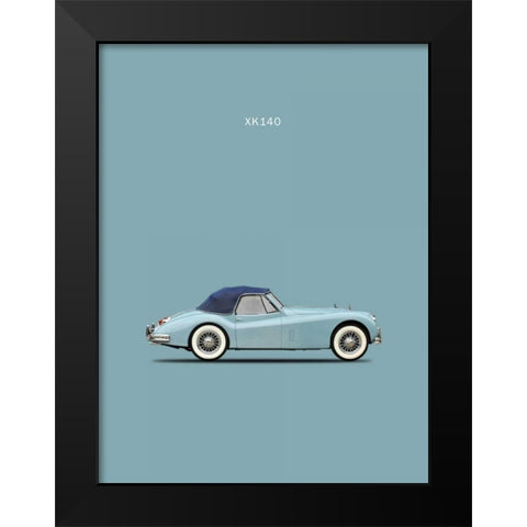 Jaguar XK140 Blue Black Modern Wood Framed Art Print by Rogan, Mark