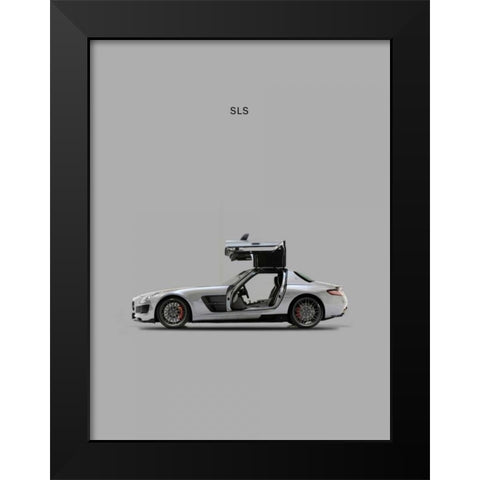 Mercedes SLS Grey Black Modern Wood Framed Art Print by Rogan, Mark