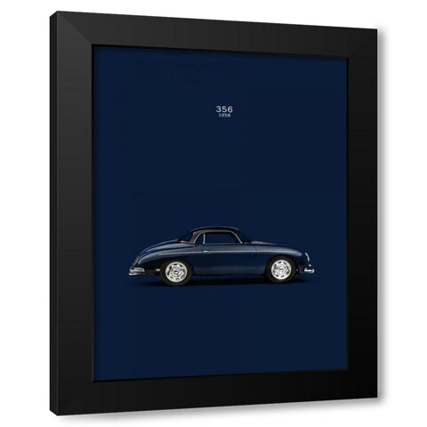 Porsche 356 1958 Blue Black Modern Wood Framed Art Print by Rogan, Mark