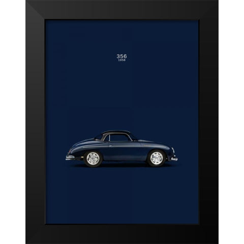 Porsche 356 1958 Blue Black Modern Wood Framed Art Print by Rogan, Mark