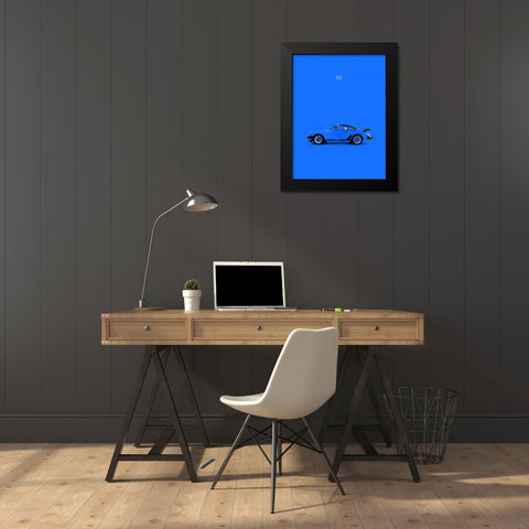 Porsche 911 Turbo Blue Black Modern Wood Framed Art Print by Rogan, Mark