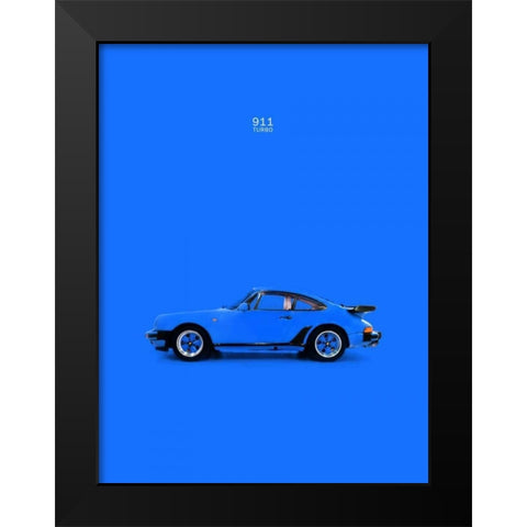 Porsche 911 Turbo Blue Black Modern Wood Framed Art Print by Rogan, Mark