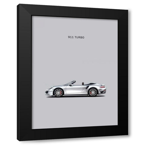 Porsche 911 Turbo Grey Black Modern Wood Framed Art Print by Rogan, Mark