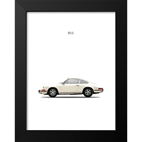 Porsche 911E 1968 White Black Modern Wood Framed Art Print by Rogan, Mark