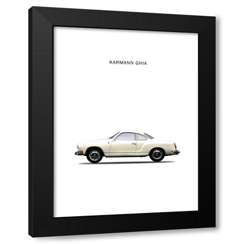 VW Karmann Ghia 1970 White Black Modern Wood Framed Art Print by Rogan, Mark