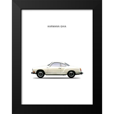 VW Karmann Ghia 1970 White Black Modern Wood Framed Art Print by Rogan, Mark