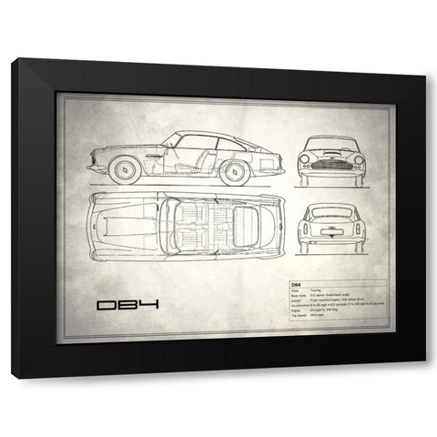 Aston DB4 White Black Modern Wood Framed Art Print by Rogan, Mark