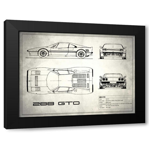 Ferrari 288-GTO White Black Modern Wood Framed Art Print by Rogan, Mark