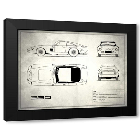 Ferrari 330 White Black Modern Wood Framed Art Print with Double Matting by Rogan, Mark