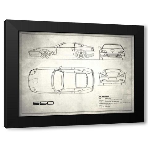 Ferrari 550 White Black Modern Wood Framed Art Print by Rogan, Mark