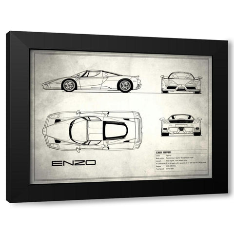 Ferrari Enzo White Black Modern Wood Framed Art Print with Double Matting by Rogan, Mark