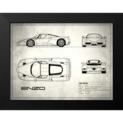 Ferrari Enzo White Black Modern Wood Framed Art Print by Rogan, Mark