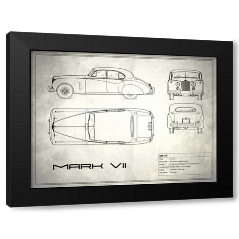 Jaguar Mk VII White Black Modern Wood Framed Art Print with Double Matting by Rogan, Mark