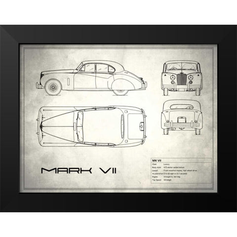 Jaguar Mk VII White Black Modern Wood Framed Art Print by Rogan, Mark