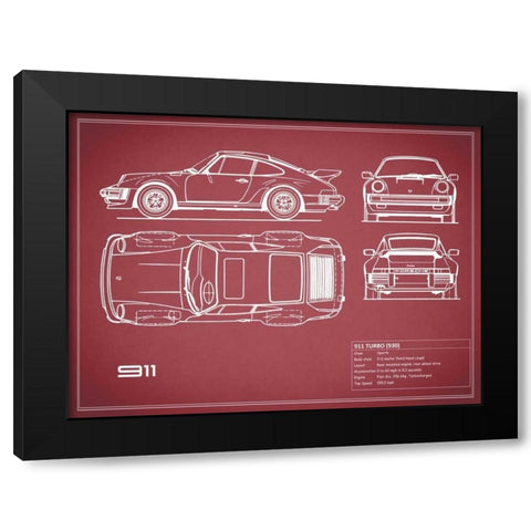Porsche 911-Turbo 1977 White Black Modern Wood Framed Art Print by Rogan, Mark