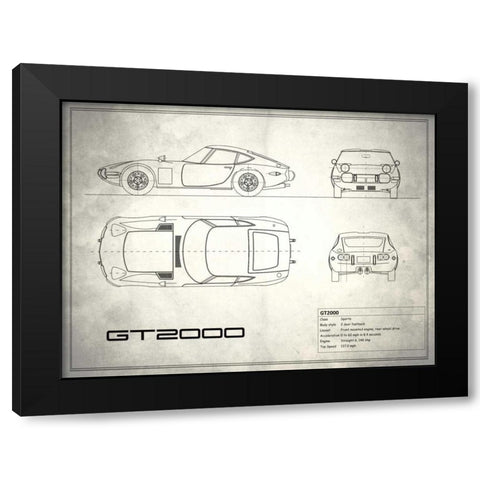 Toyota GT2000 White Black Modern Wood Framed Art Print with Double Matting by Rogan, Mark