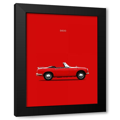 Honda S600 1966 Black Modern Wood Framed Art Print by Rogan, Mark