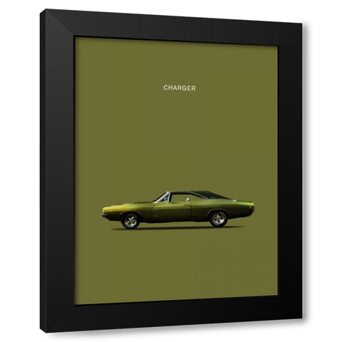 Dodge Charger Black Modern Wood Framed Art Print with Double Matting by Rogan, Mark