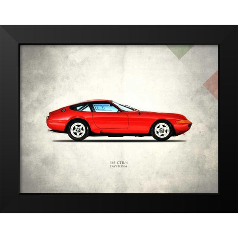 Ferrari 365 GTB-4 1969 Black Modern Wood Framed Art Print by Rogan, Mark