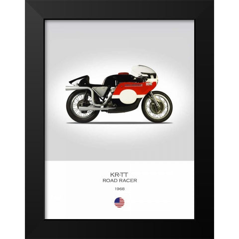 HD KR TT Road Racer 1968 Black Modern Wood Framed Art Print by Rogan, Mark