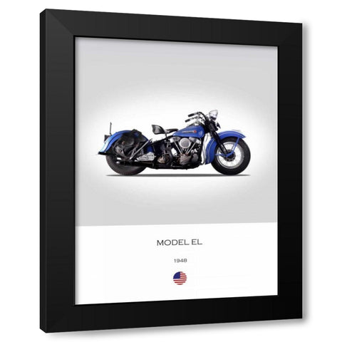 Harley Davidson Model EL 1948 Black Modern Wood Framed Art Print with Double Matting by Rogan, Mark