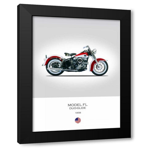 Harley Davidson Model FL Duo G Black Modern Wood Framed Art Print with Double Matting by Rogan, Mark