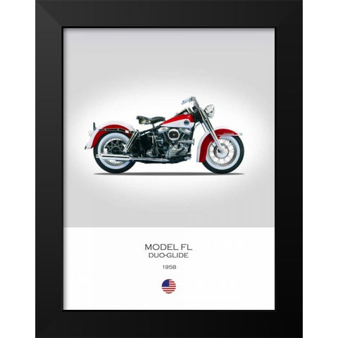 Harley Davidson Model FL Duo G Black Modern Wood Framed Art Print by Rogan, Mark