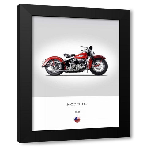 Harley Davidson Model UL 1941 Black Modern Wood Framed Art Print by Rogan, Mark