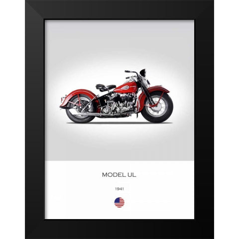 Harley Davidson Model UL 1941 Black Modern Wood Framed Art Print by Rogan, Mark