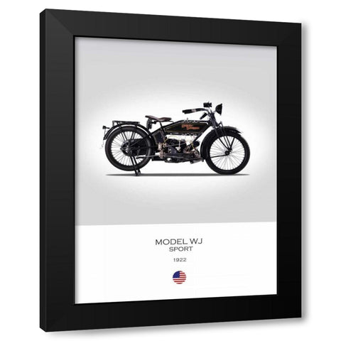 Harley Davidson Model WJ Sport Black Modern Wood Framed Art Print with Double Matting by Rogan, Mark