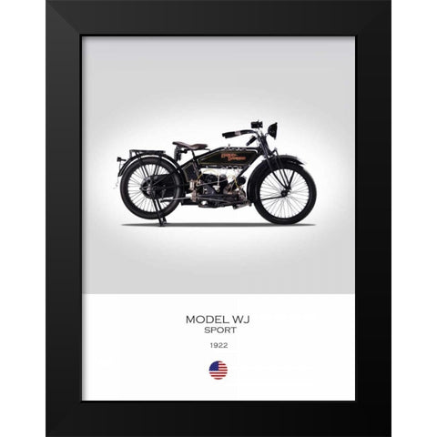 Harley Davidson Model WJ Sport Black Modern Wood Framed Art Print by Rogan, Mark