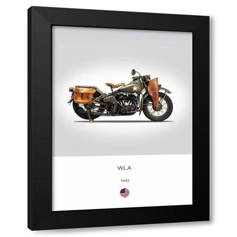 Harley Davidson WLA 1942 Black Modern Wood Framed Art Print with Double Matting by Rogan, Mark