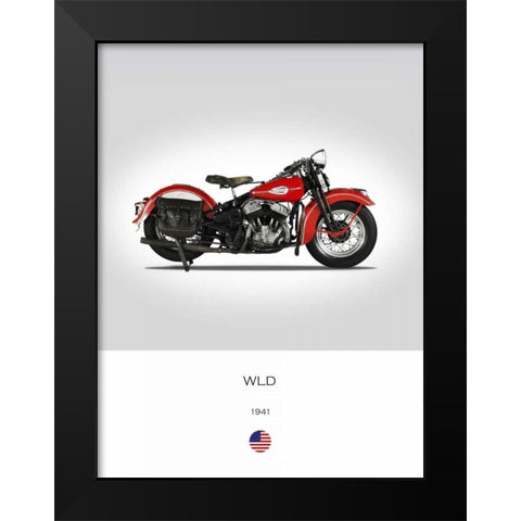 Harley Davidson WLD 1941 Black Modern Wood Framed Art Print by Rogan, Mark